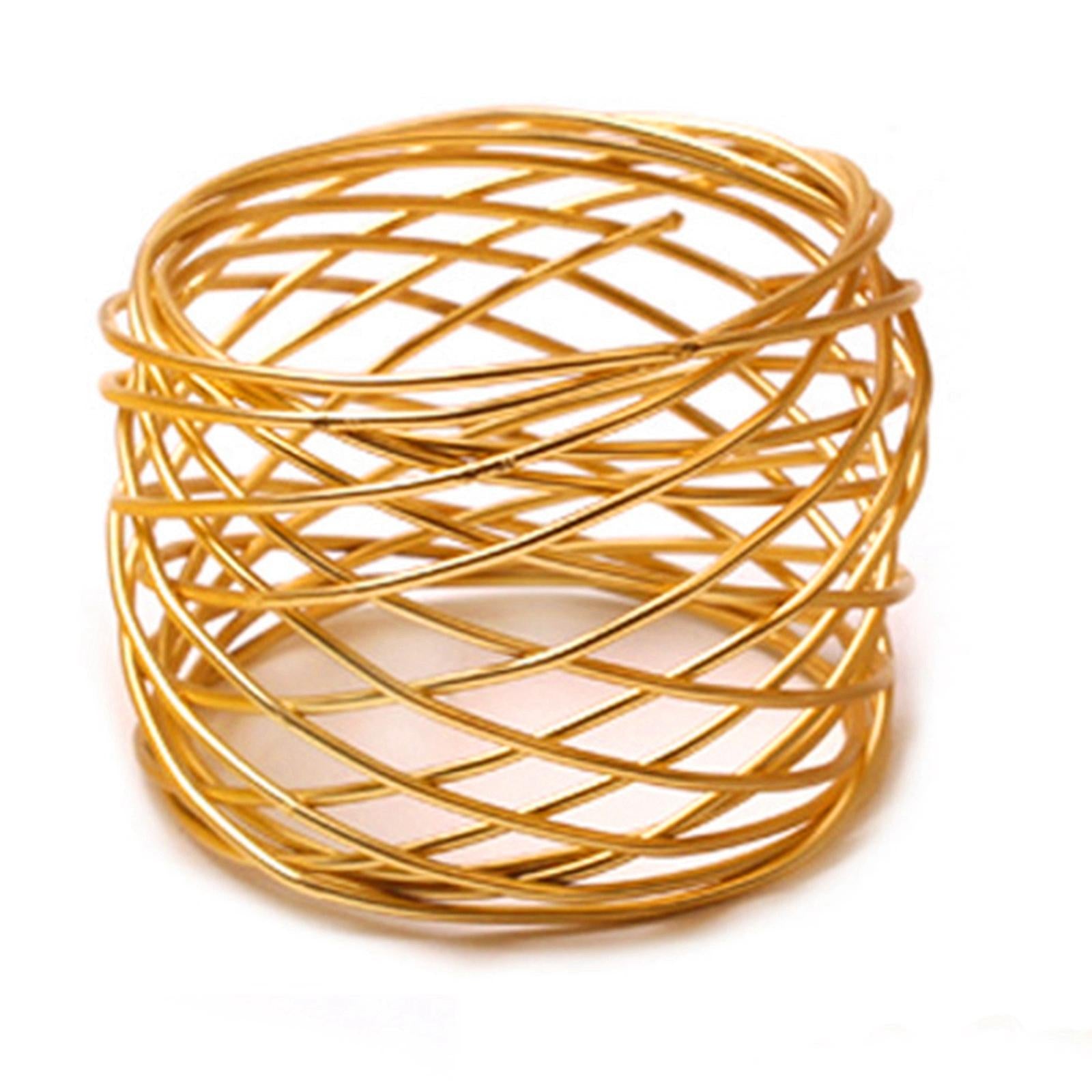 6x Crafts Napkin Rings Metal Mesh Buckles for Party Dining Table Banquet Gold