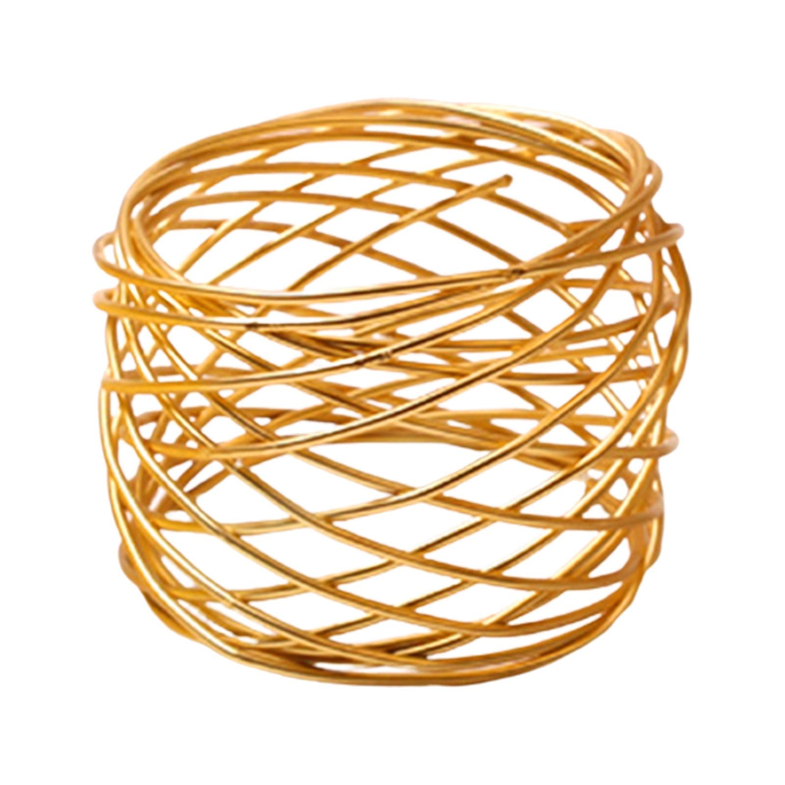 6x Crafts Napkin Rings Metal Mesh Buckles for Party Dining Table Banquet Gold