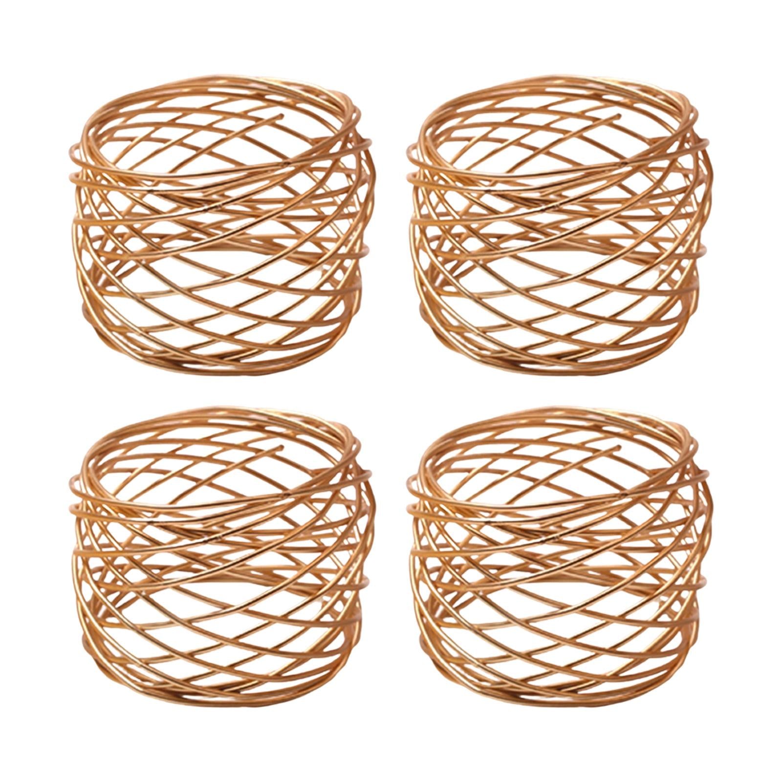 6x Crafts Napkin Rings Metal Mesh Buckles for Party Dining Table Banquet Metal Gold