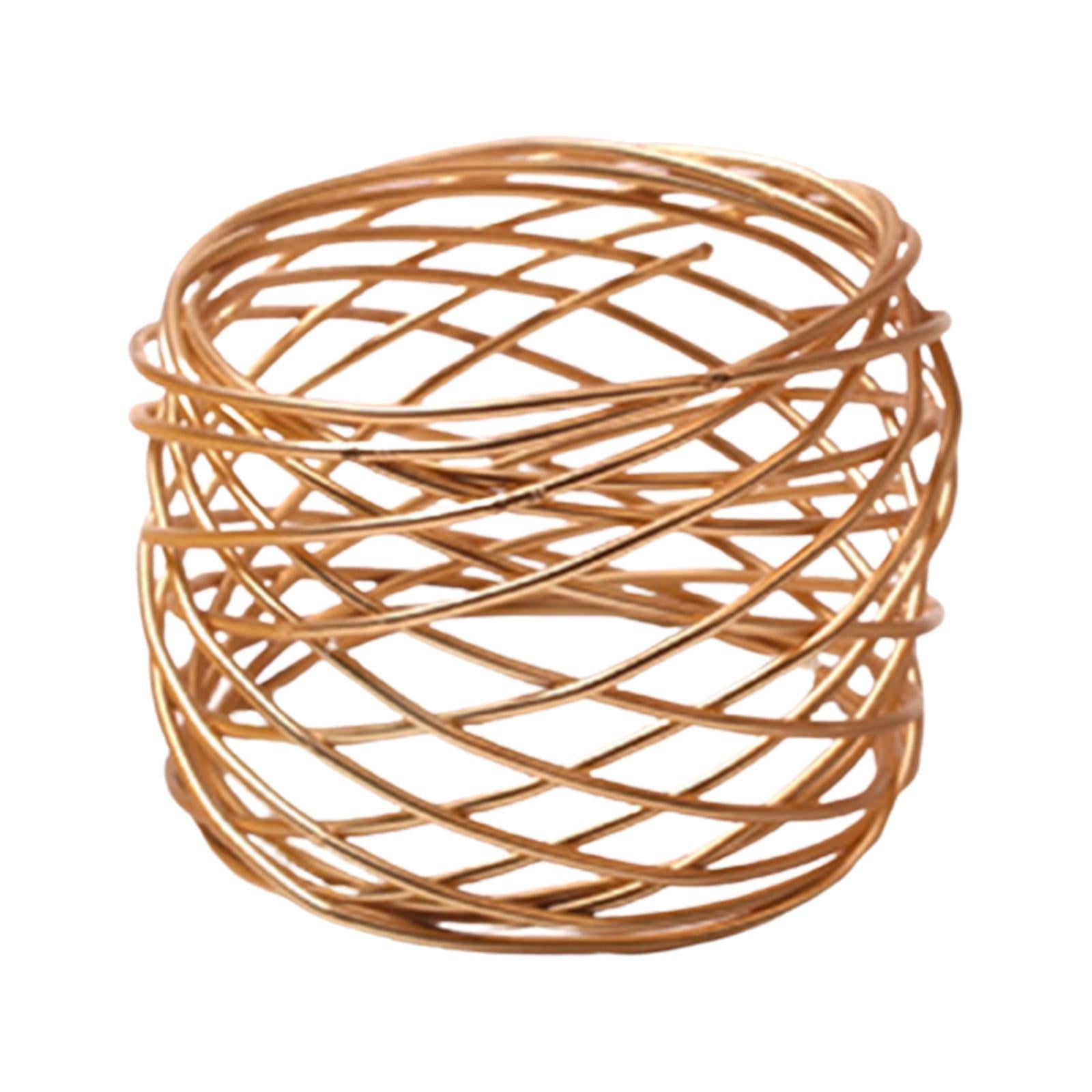 6x Crafts Napkin Rings Metal Mesh Buckles for Party Dining Table Banquet Metal Gold