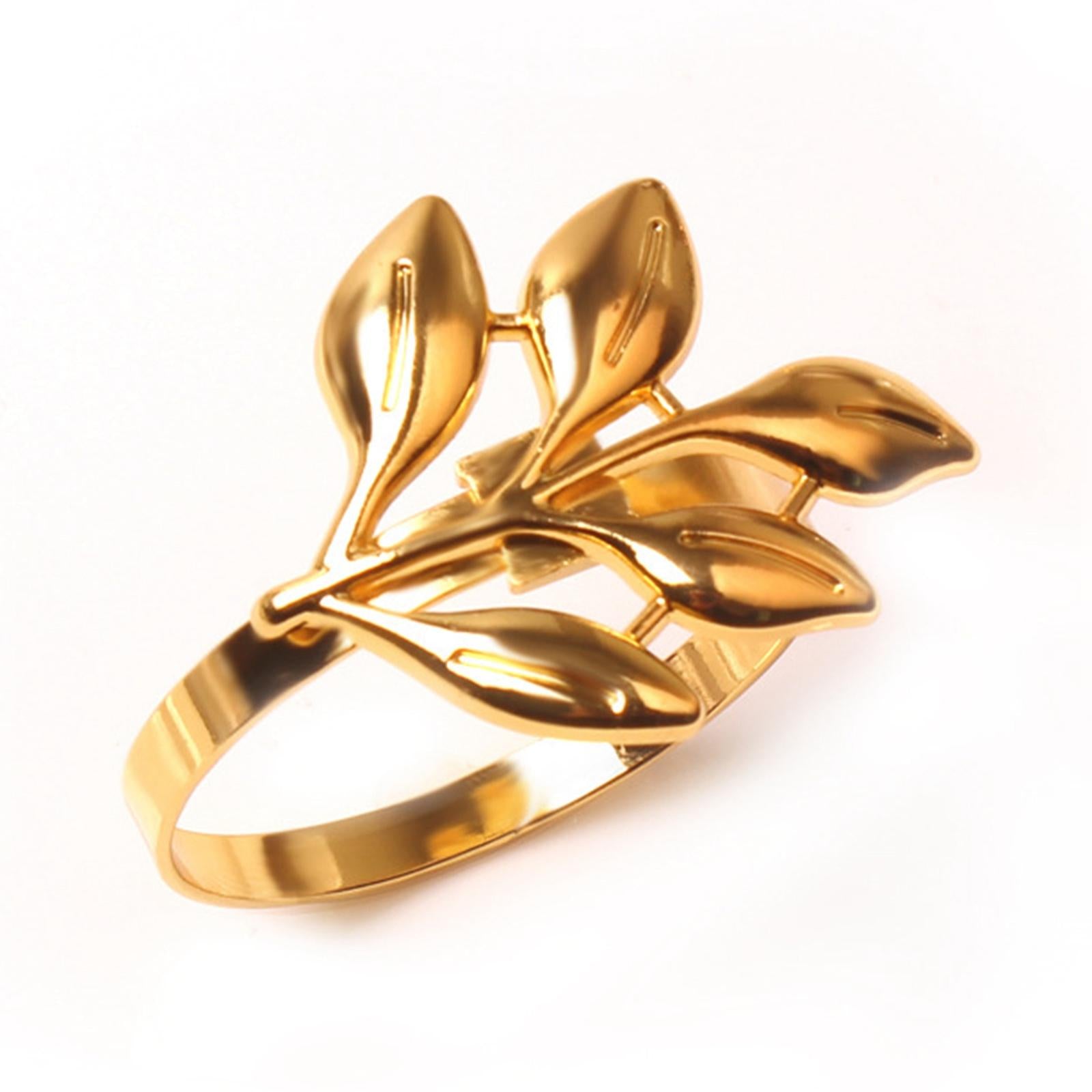 Delicate Napkin Holder Napkin Rings Adornment Leaf Design for Party Ornament gold
