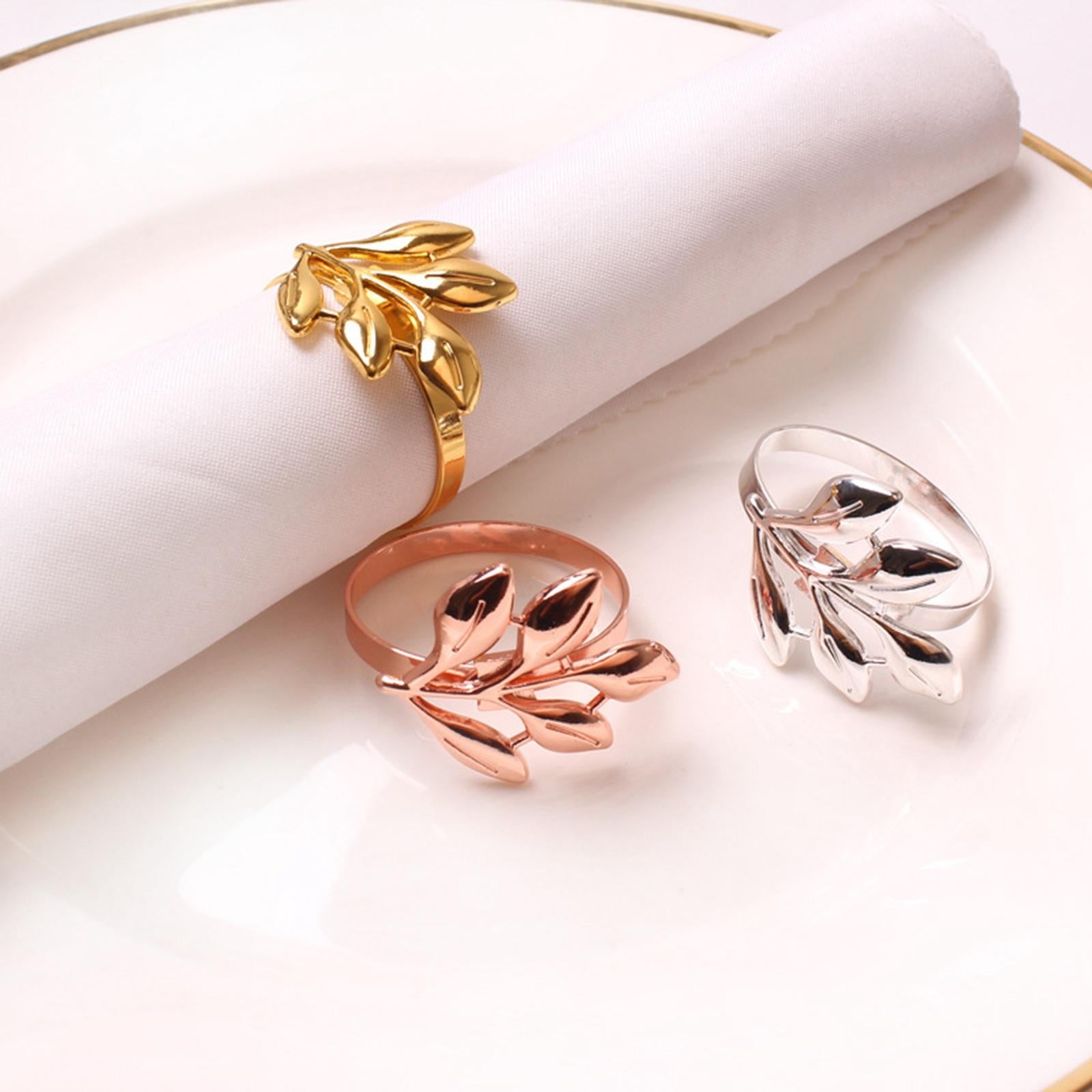 Delicate Napkin Holder Napkin Rings Adornment Leaf Design for Party Ornament gold