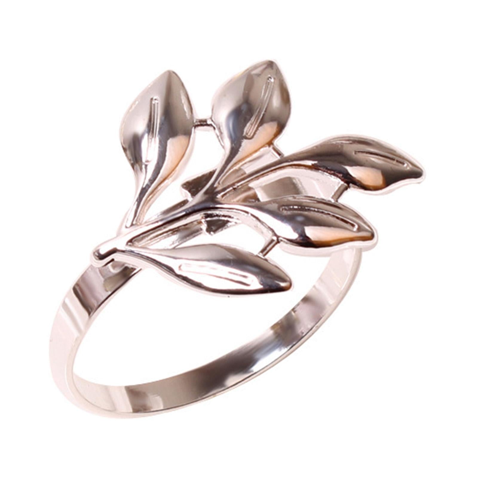 Delicate Napkin Holder Napkin Rings Adornment Leaf Design for Party Ornament silver