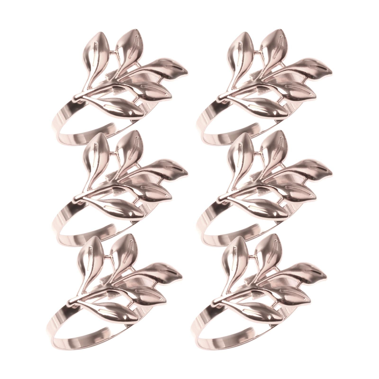 Delicate Napkin Holder Napkin Rings Adornment Leaf Design for Party Ornament silver
