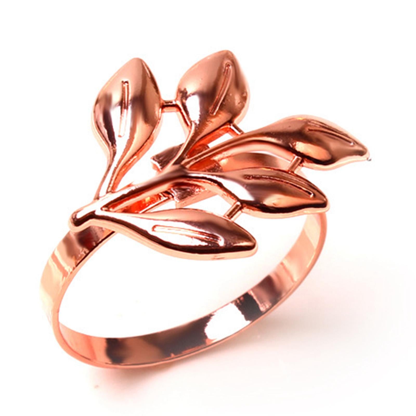 Delicate Napkin Holder Napkin Rings Adornment Leaf Design for Party Ornament rose gold