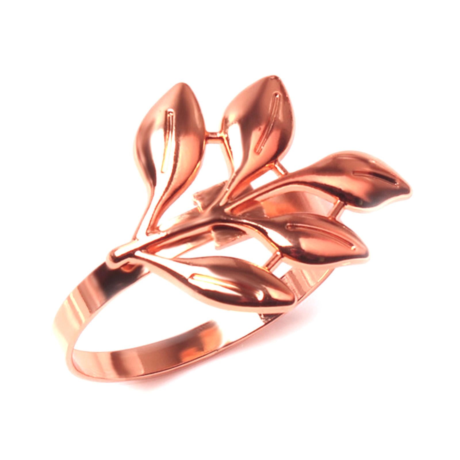 Delicate Napkin Holder Napkin Rings Adornment Leaf Design for Party Ornament rose gold