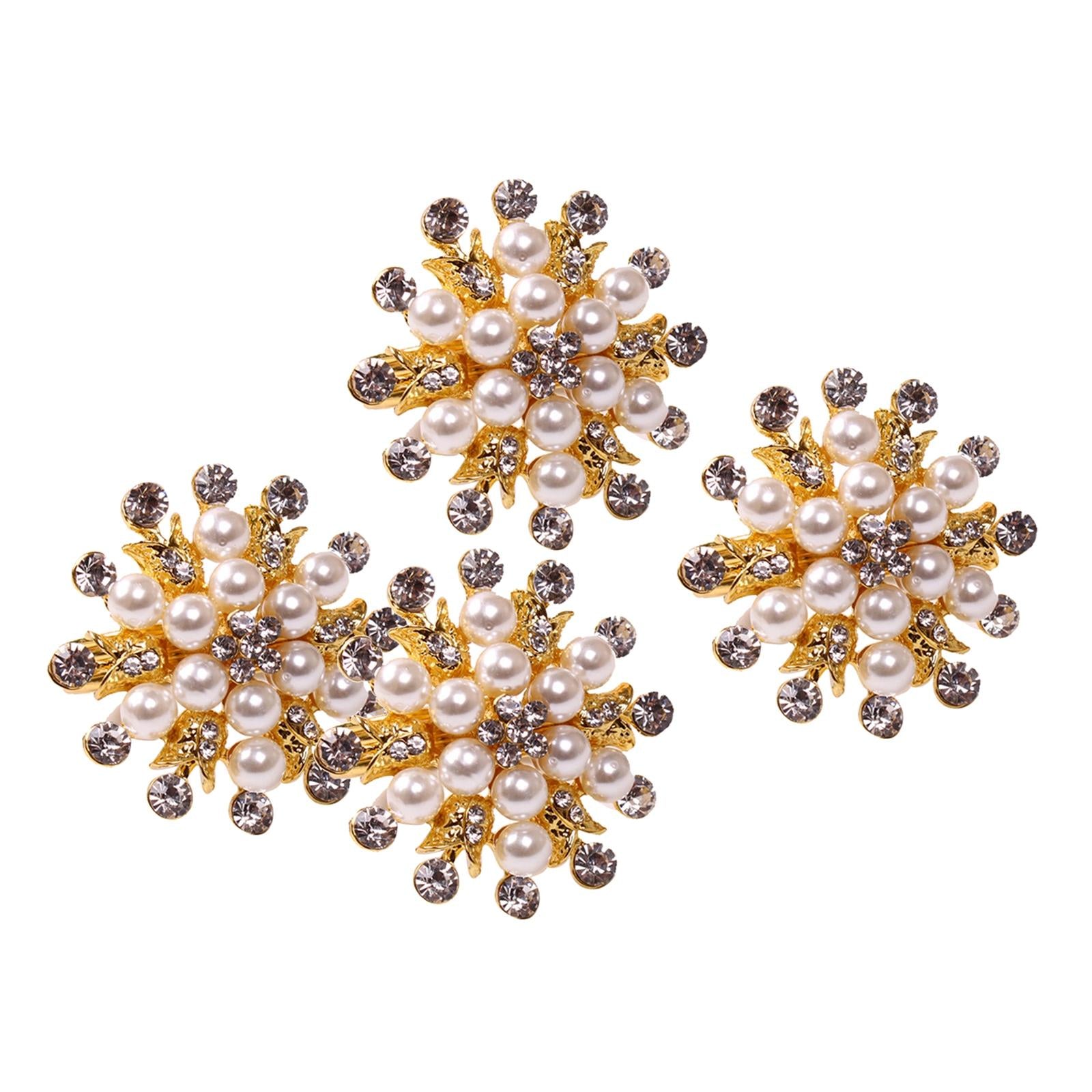 4Pcs Napkin Rings Set Metallic Flower Twined Tableware Supplies for Hotel