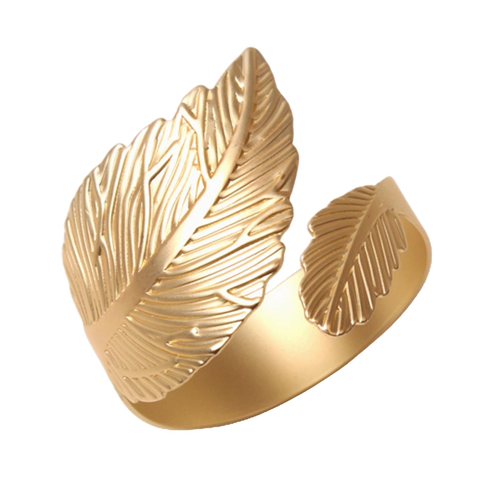 4Pcs Feather Napkin Rings Crafts Holder for Family Gatherings Thanksgiving Golden A