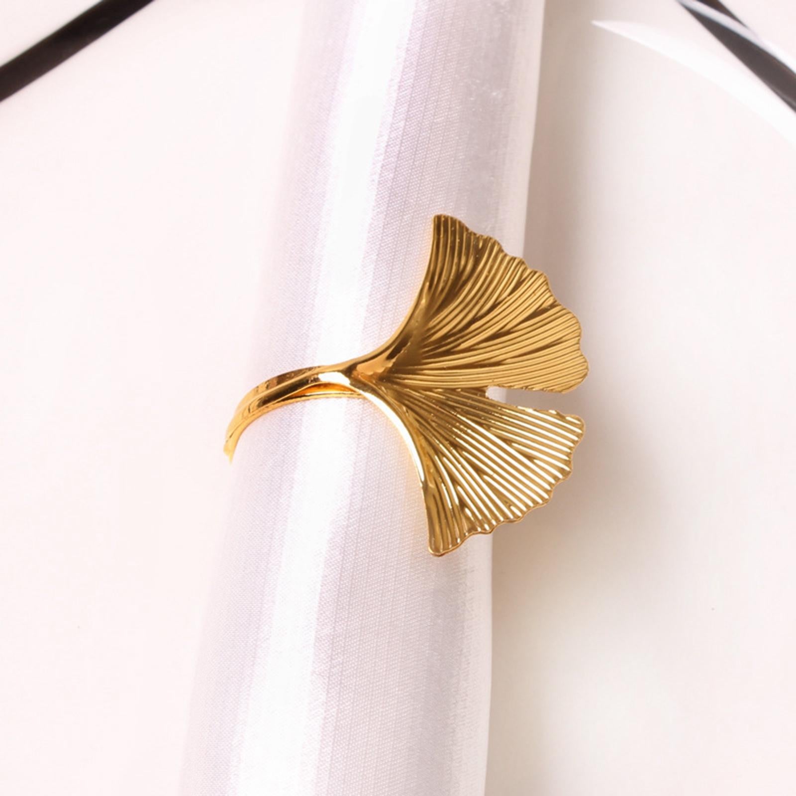 6x Napkin Rings Leaf Napkin Holder for Birthday Dinner Party Ginkgo Leaves