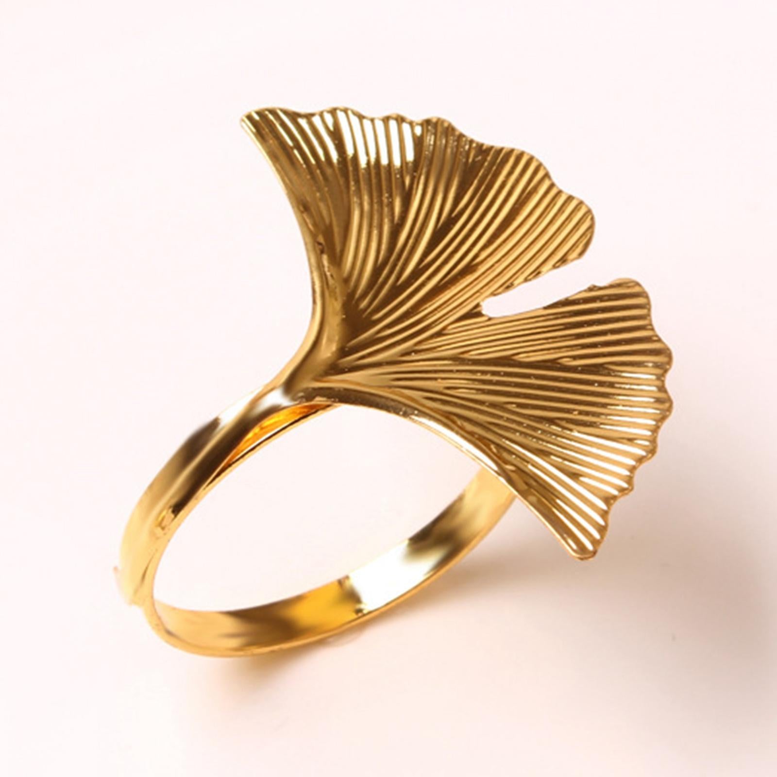 6x Napkin Rings Leaf Napkin Holder for Birthday Dinner Party Ginkgo Leaves