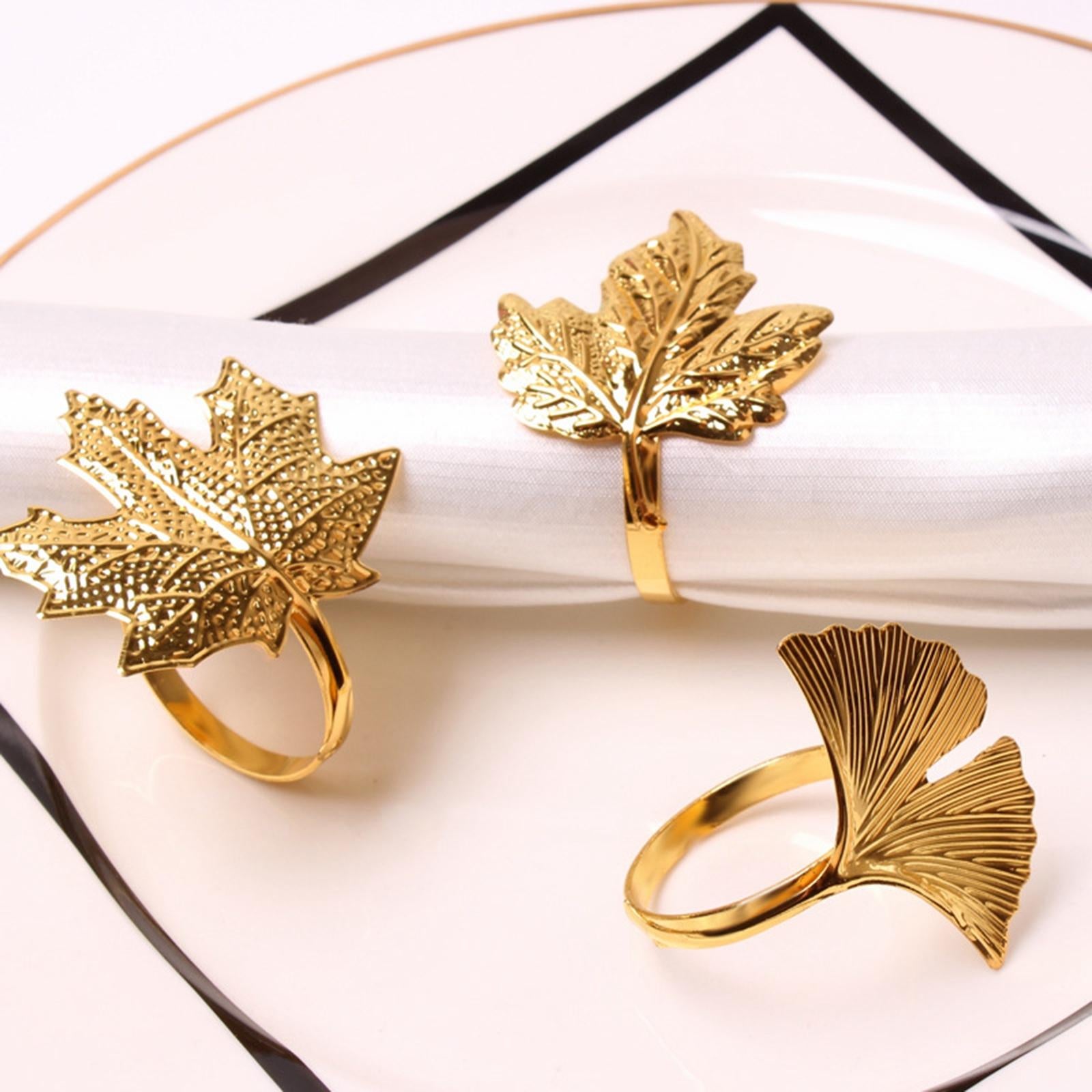 6x Napkin Rings Leaf Napkin Holder for Birthday Dinner Party Maple Leaves