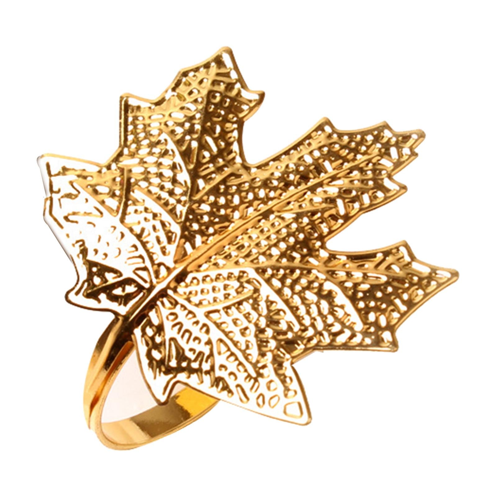 6x Napkin Rings Leaf Napkin Holder for Birthday Dinner Party Maple Leaves