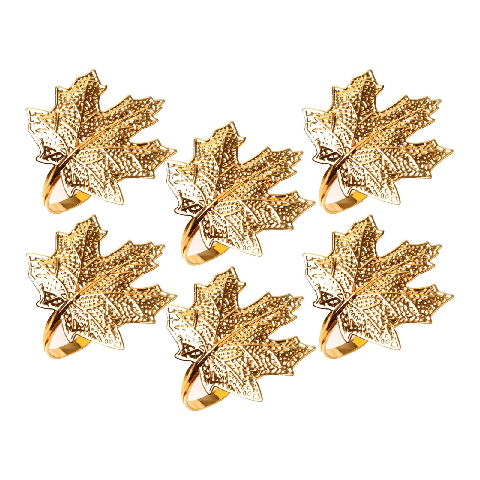 6x Napkin Rings Leaf Napkin Holder for Birthday Dinner Party Maple Leaves
