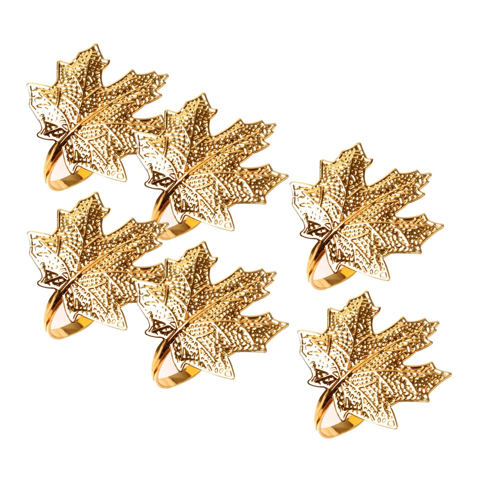 6x Napkin Rings Leaf Napkin Holder for Birthday Dinner Party Maple Leaves