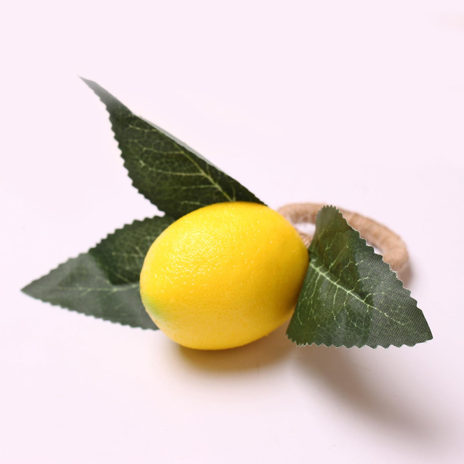 4x Napkin Buckle Supplies Yellow Napkin Rings Lemon for Party Wedding Home