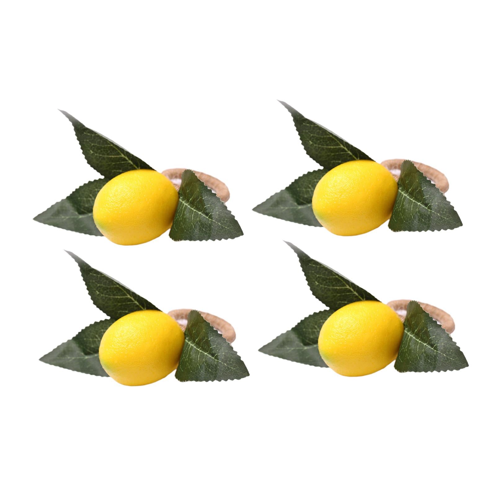 4x Napkin Buckle Supplies Yellow Napkin Rings Lemon for Party Wedding Home