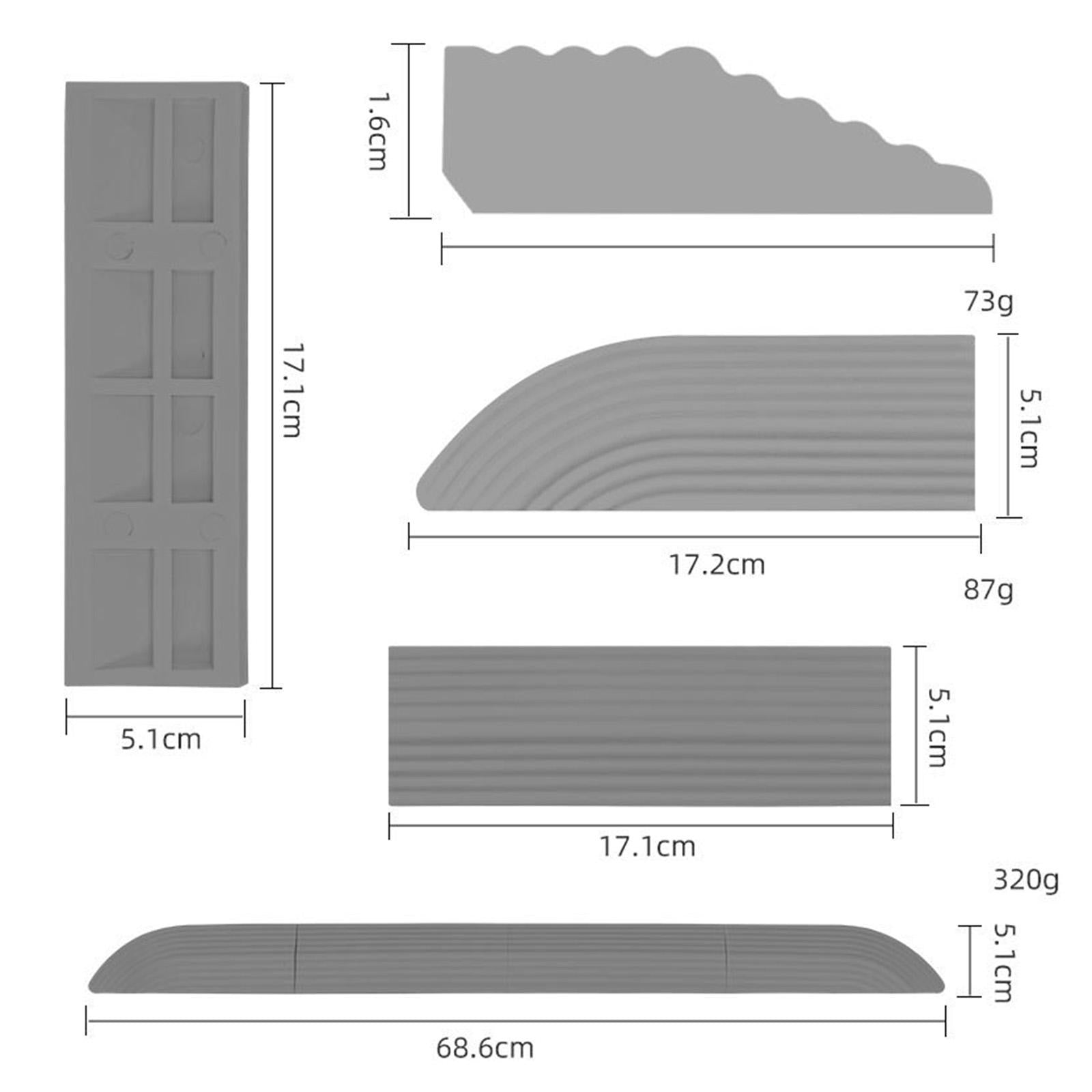 Set of 5 Household Threshold Bars Step Ramp for Robot Vacuum Cleaner Gray