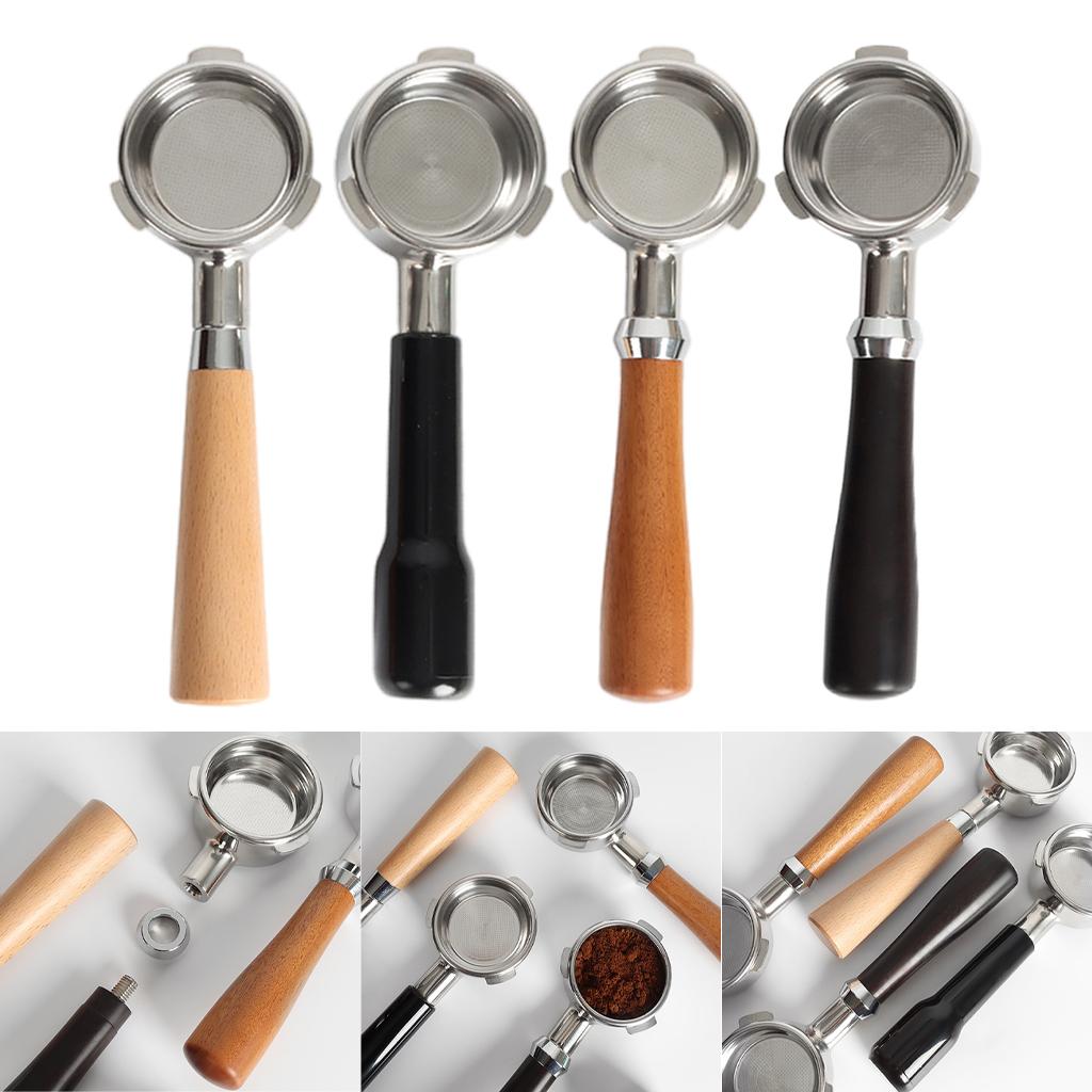 Bottomless Naked Portafilter Coffee Espresso Handle for Coffee Machine Wooden Handle A