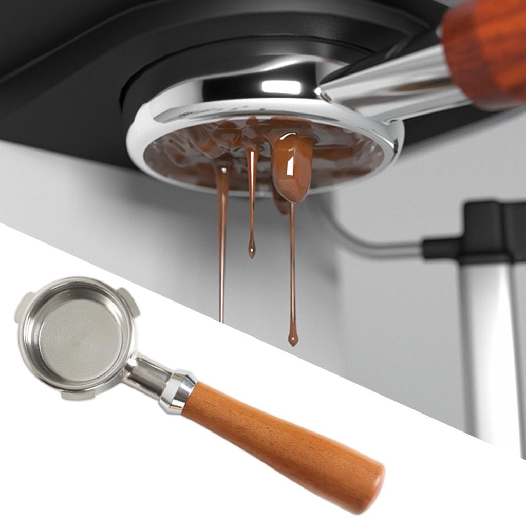 Bottomless Naked Portafilter Coffee Espresso Handle for Coffee Machine Wooden Handle B