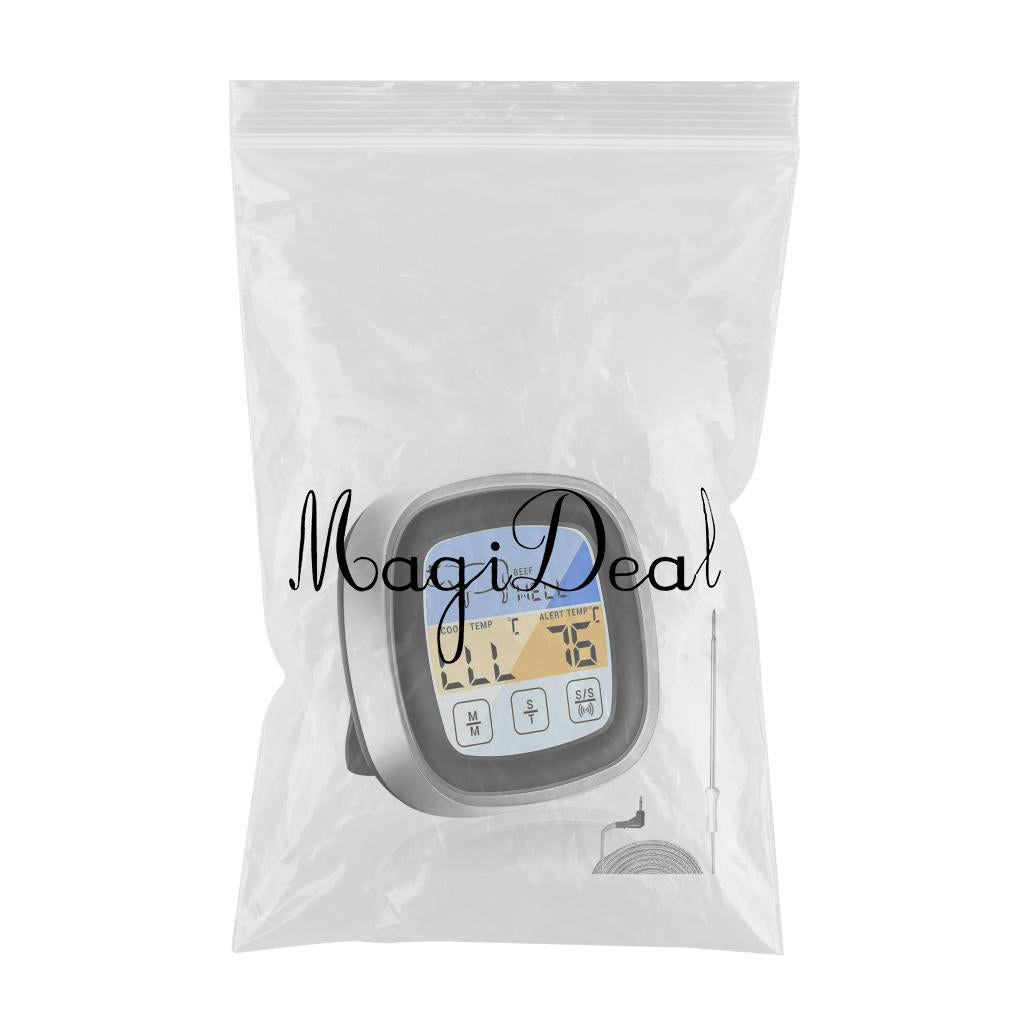 Waterproof Kitchen Thermometer with Probe and Timer LCD Backlight for Beef