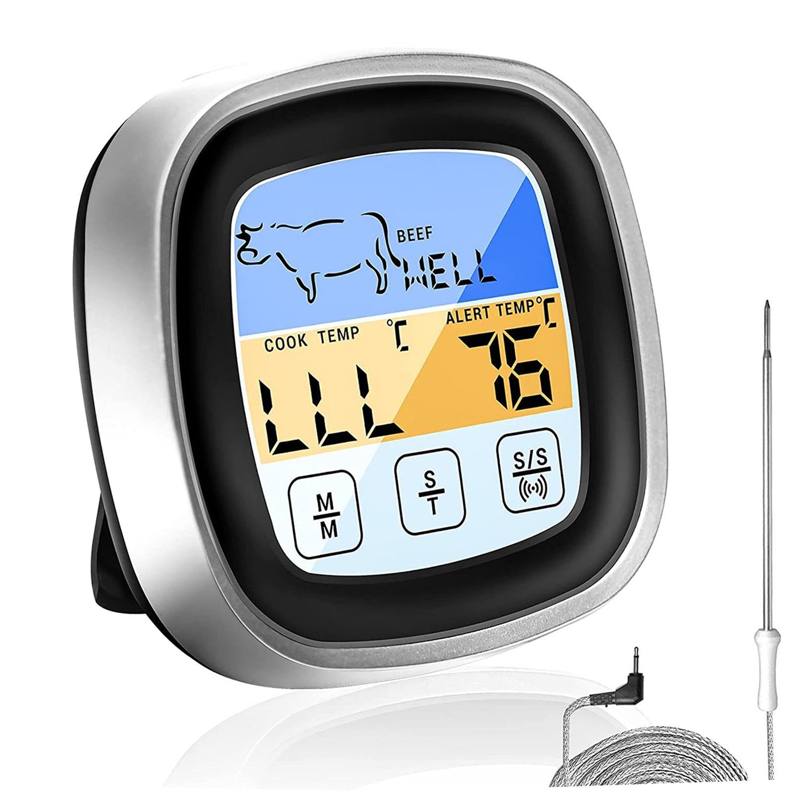 Waterproof Kitchen Thermometer with Probe and Timer LCD Backlight for Beef