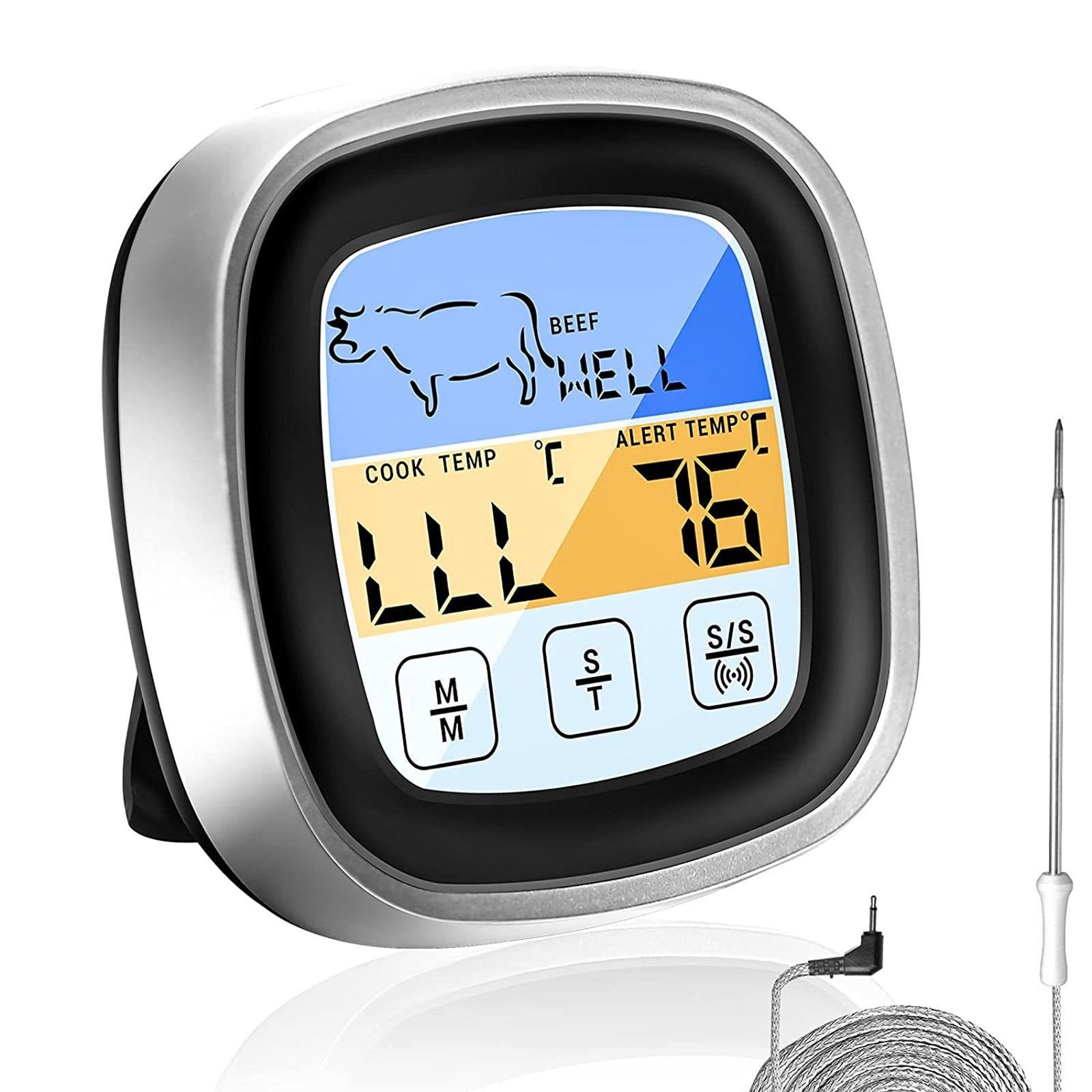 Waterproof Kitchen Thermometer with Probe and Timer LCD Backlight for Beef