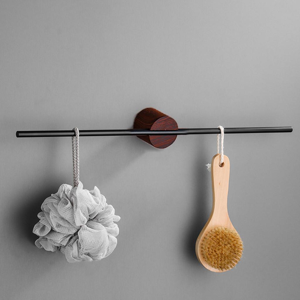 Multifunctional Towel Rack Towel Rail for Balcony Living Room Office Wood grain base 50CM