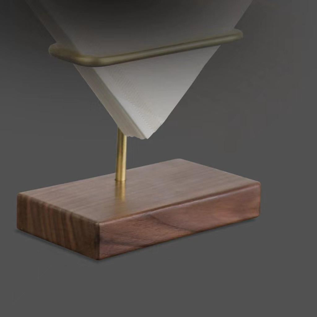 Walnut Filter Paper Rack Holder Shelf for Fan-Shape Save Space Kitchen Cafe