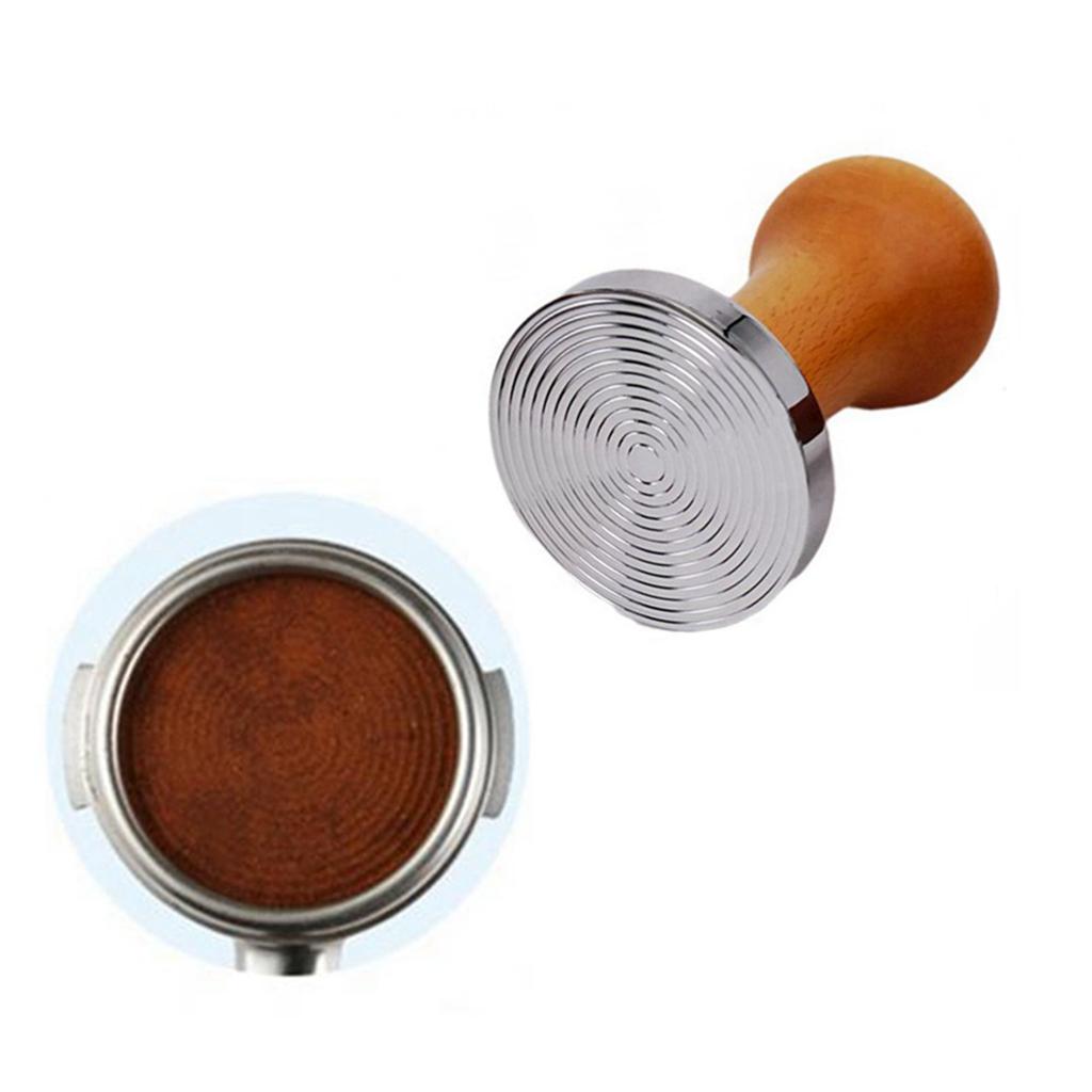 Espresso Coffee Tamper Calibrated Tamper Wood Handle for Press Coffee Powder 53mm