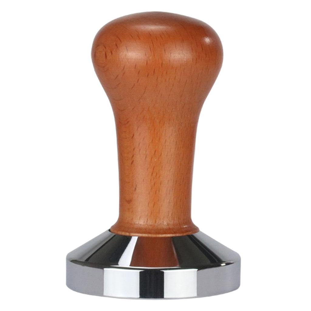 Espresso Coffee Tamper Calibrated Tamper Wood Handle for Press Coffee Powder 53mm
