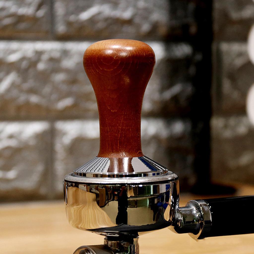 Espresso Coffee Tamper Calibrated Tamper Wood Handle for Press Coffee Powder 58mm