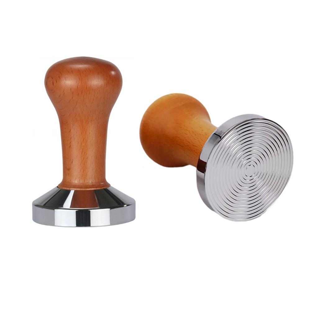 Espresso Coffee Tamper Calibrated Tamper Wood Handle for Press Coffee Powder 58mm
