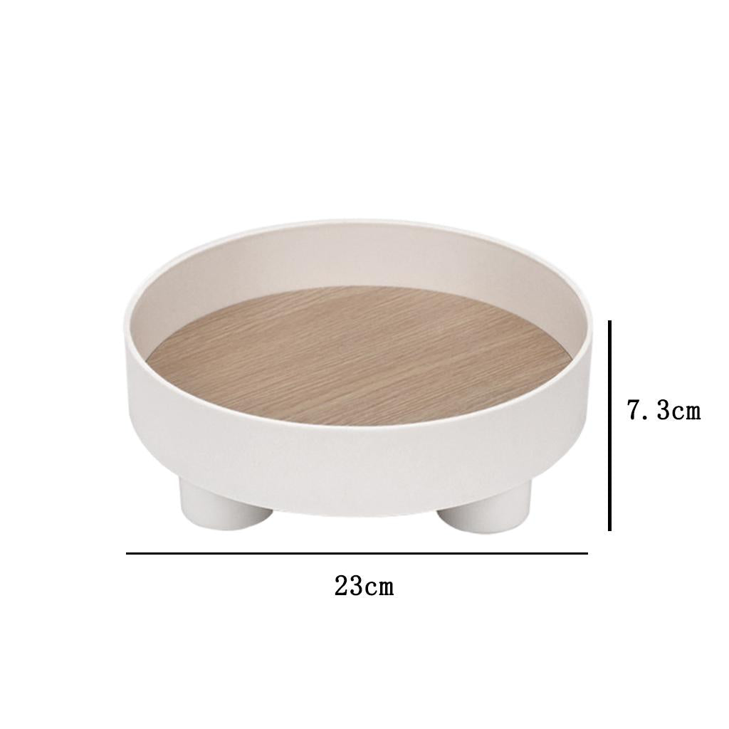 Plastic & Wood Serving Tray Serve Coffee, Tea Home Decor for Home Fruit White