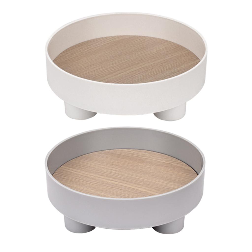 Plastic & Wood Serving Tray Serve Coffee, Tea Home Decor for Home Fruit White