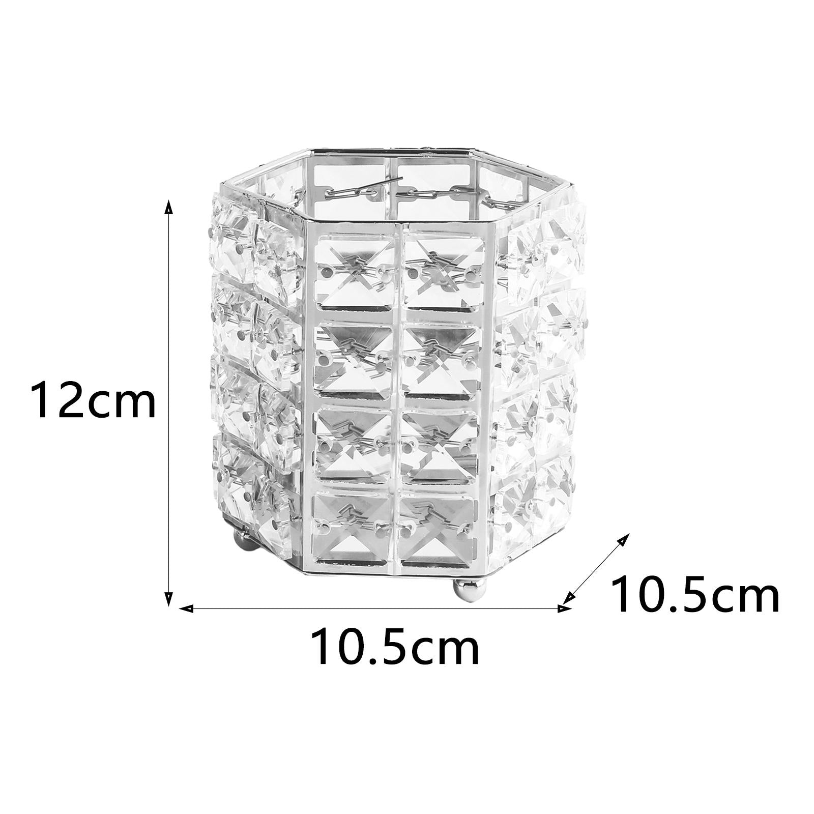 Crystal Makeup Brush Holder Brushes Cup for Cosmetics Jewelry Silver