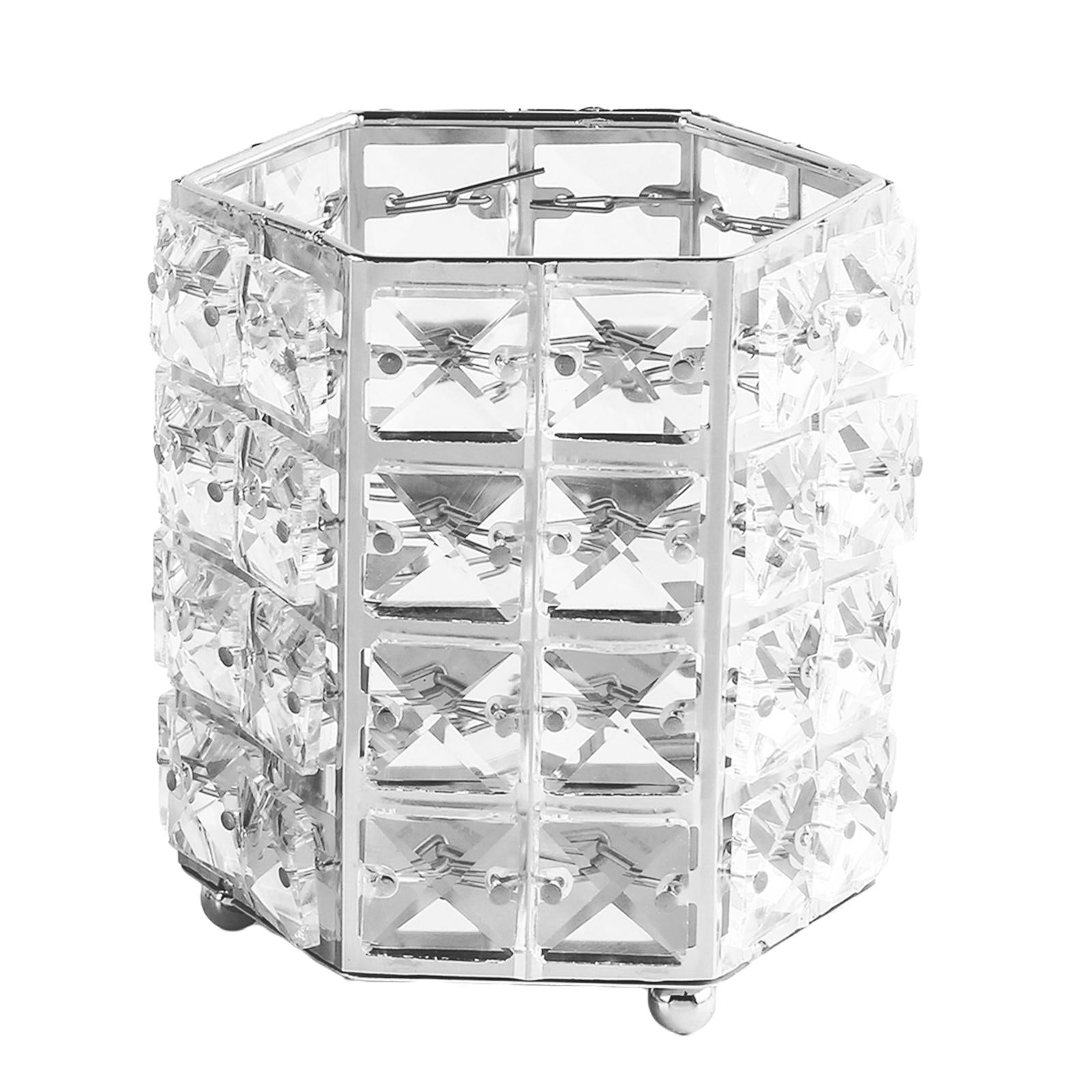 Crystal Makeup Brush Holder Brushes Cup for Cosmetics Jewelry Silver