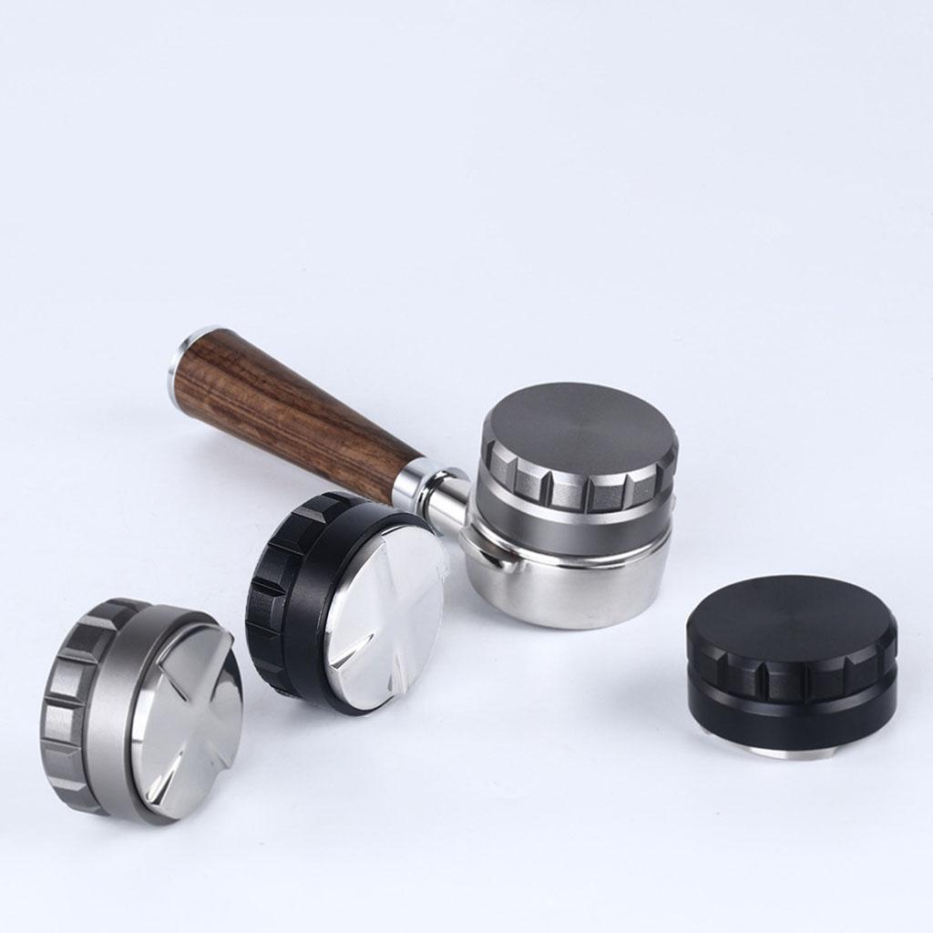 58mm Coffee Tamper Filter Anti-Slip Handle Height Adjustable for Portafilter Black