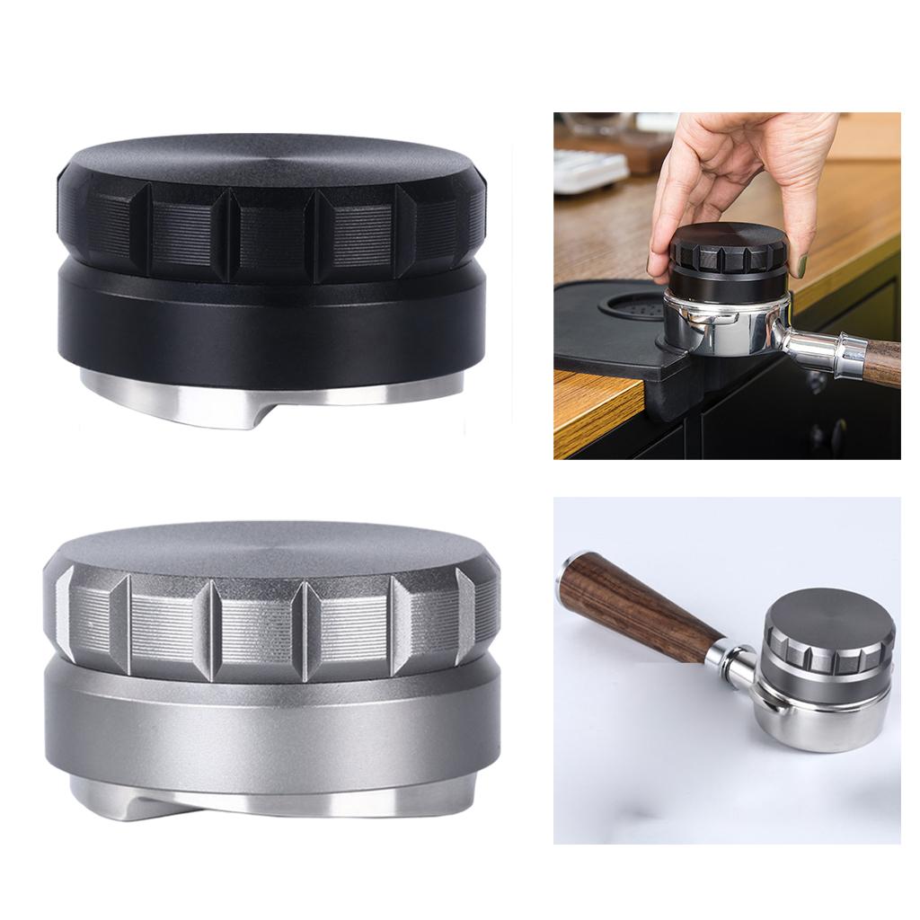 58mm Coffee Tamper Filter Anti-Slip Handle Height Adjustable for Portafilter Black