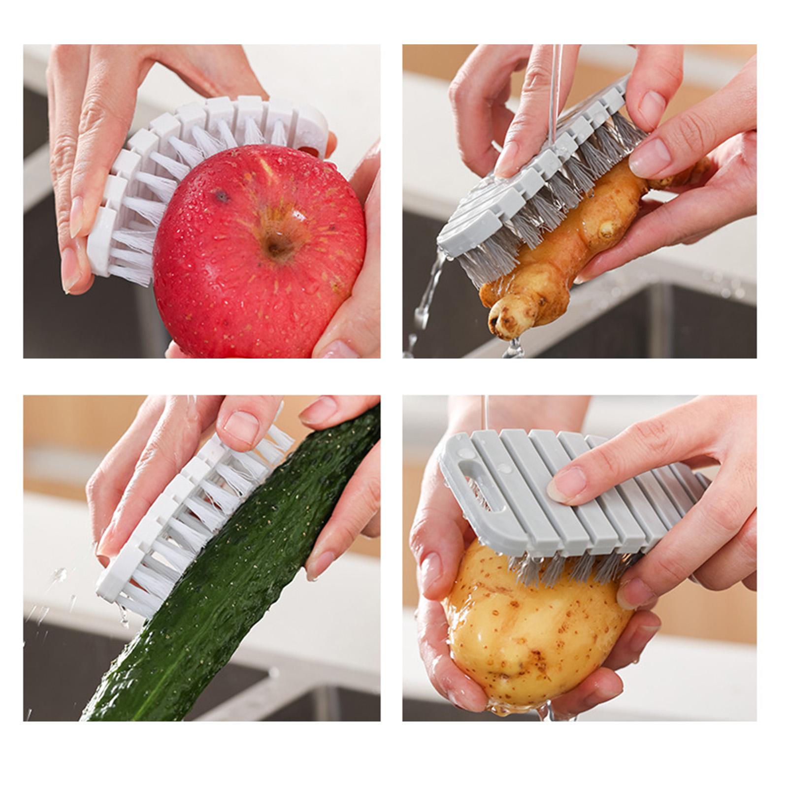 Fruit Vegetable Brush Tile Grout Cleaner Dish Brush Kitchen Tools Gray