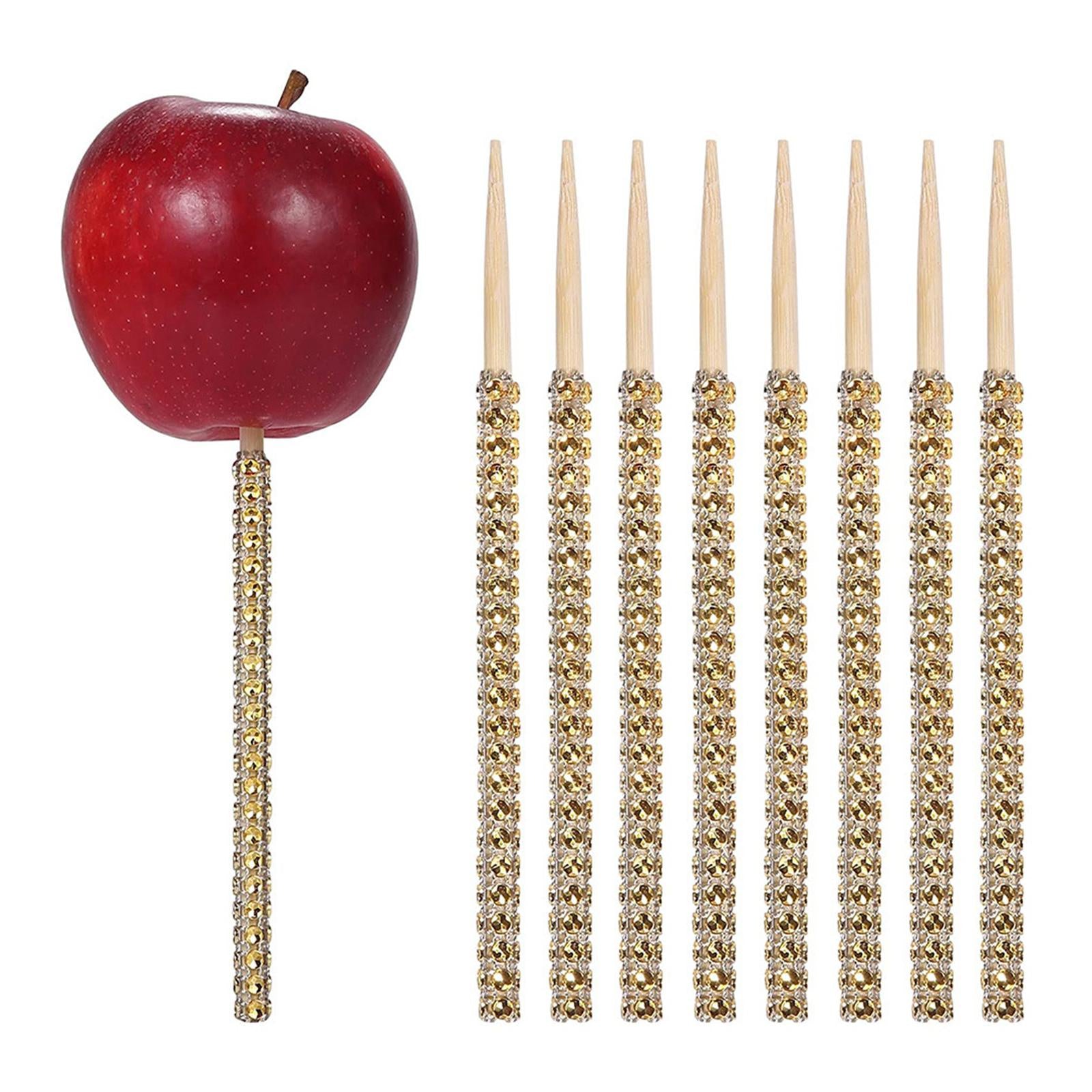 Bling Candy Apple Sticks 15cm Food Picks for Buffet Barbecue Candy Making gold