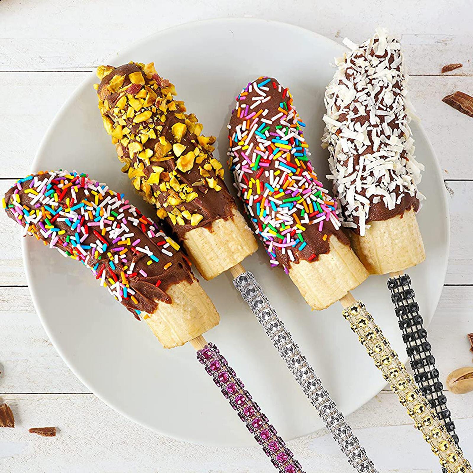 Bling Candy Apple Sticks 15cm Food Picks for Buffet Barbecue Candy Making silver