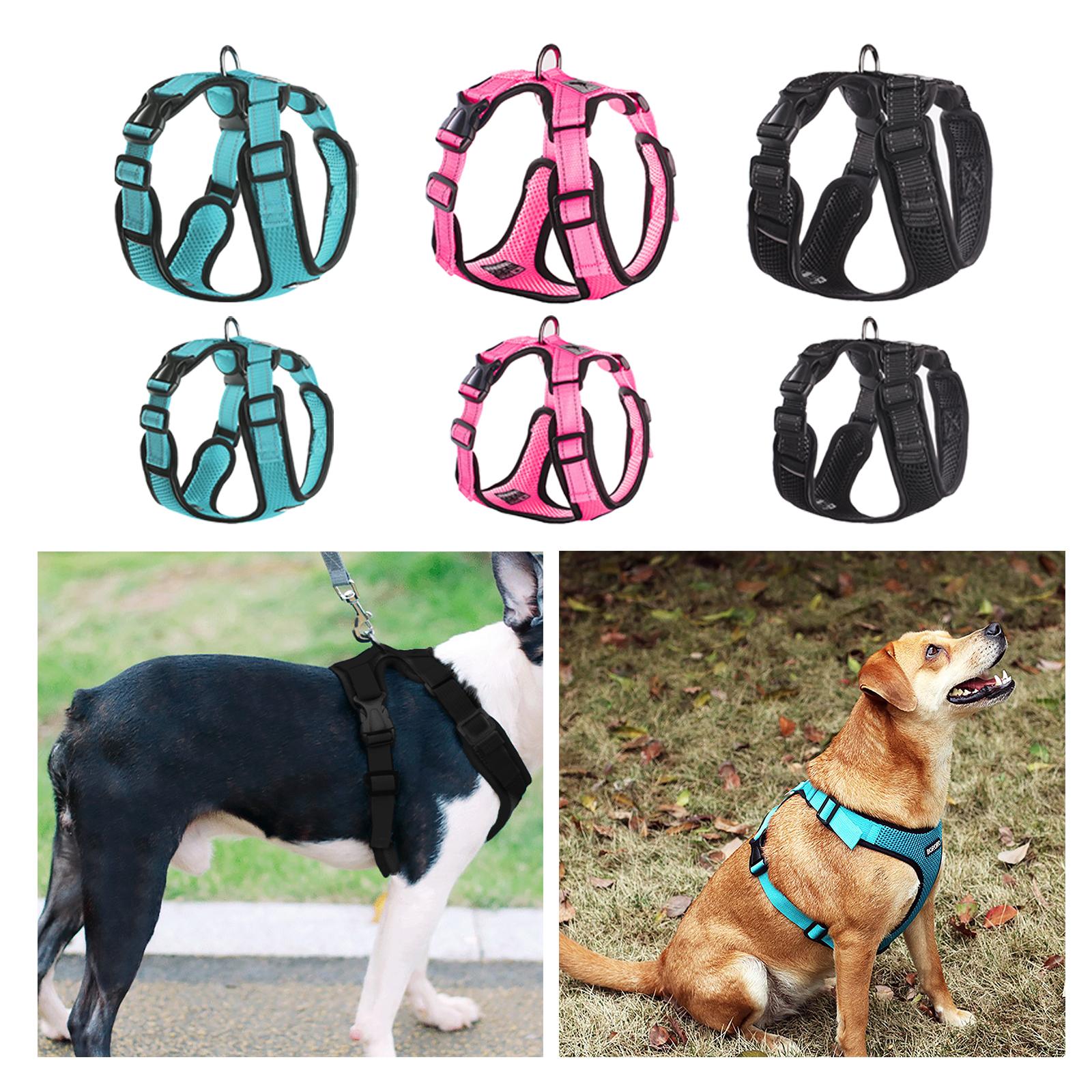 Reflective Dog Harness No Pull Vest Rope for Running Outdoor Lead Walking Blue L