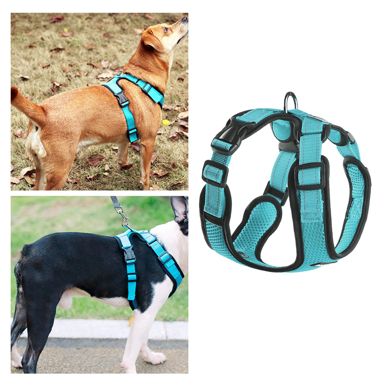 Reflective Dog Harness No Pull Vest Rope for Running Outdoor Lead Walking Blue XL