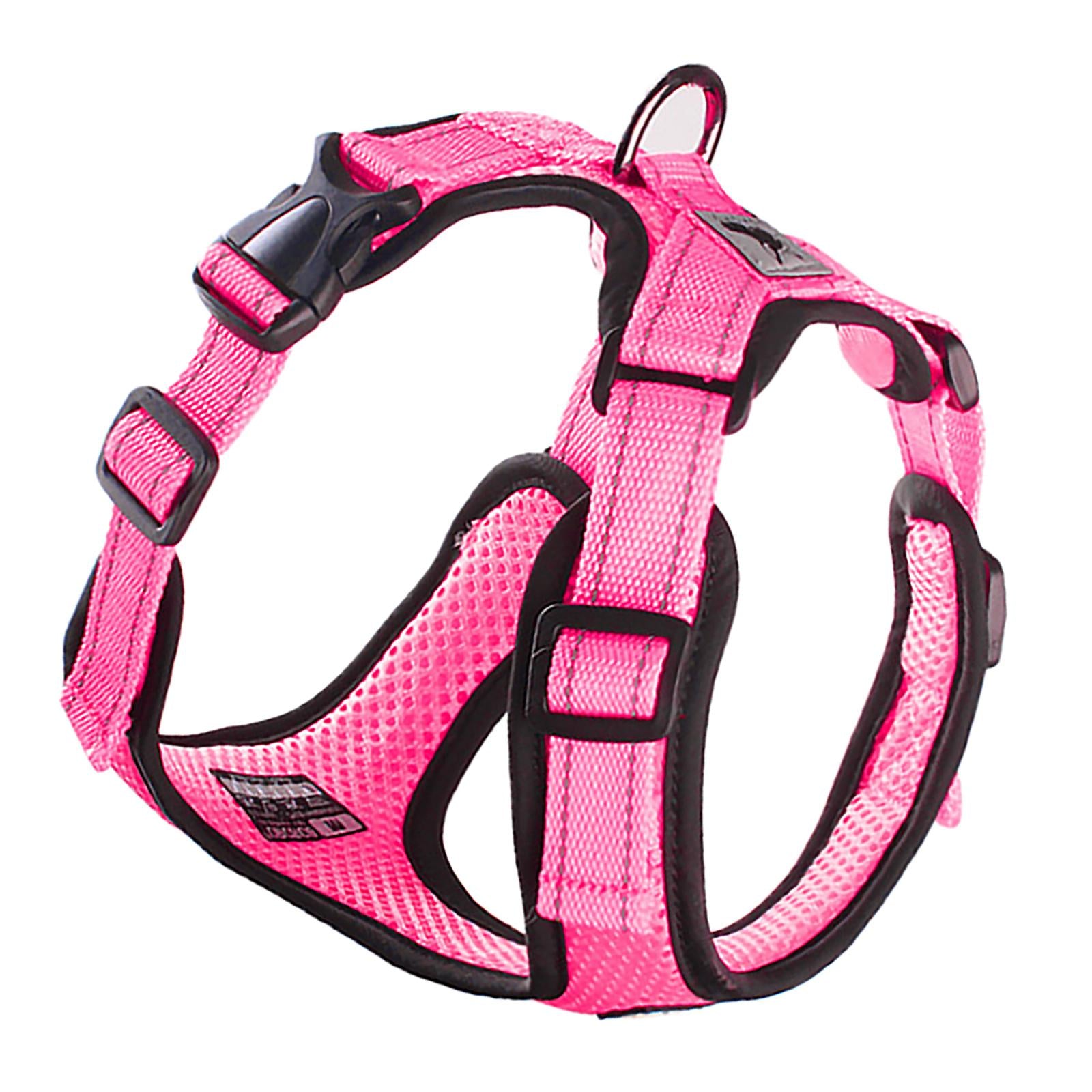 Reflective Dog Harness No Pull Vest Rope for Running Outdoor Lead Walking Pink L