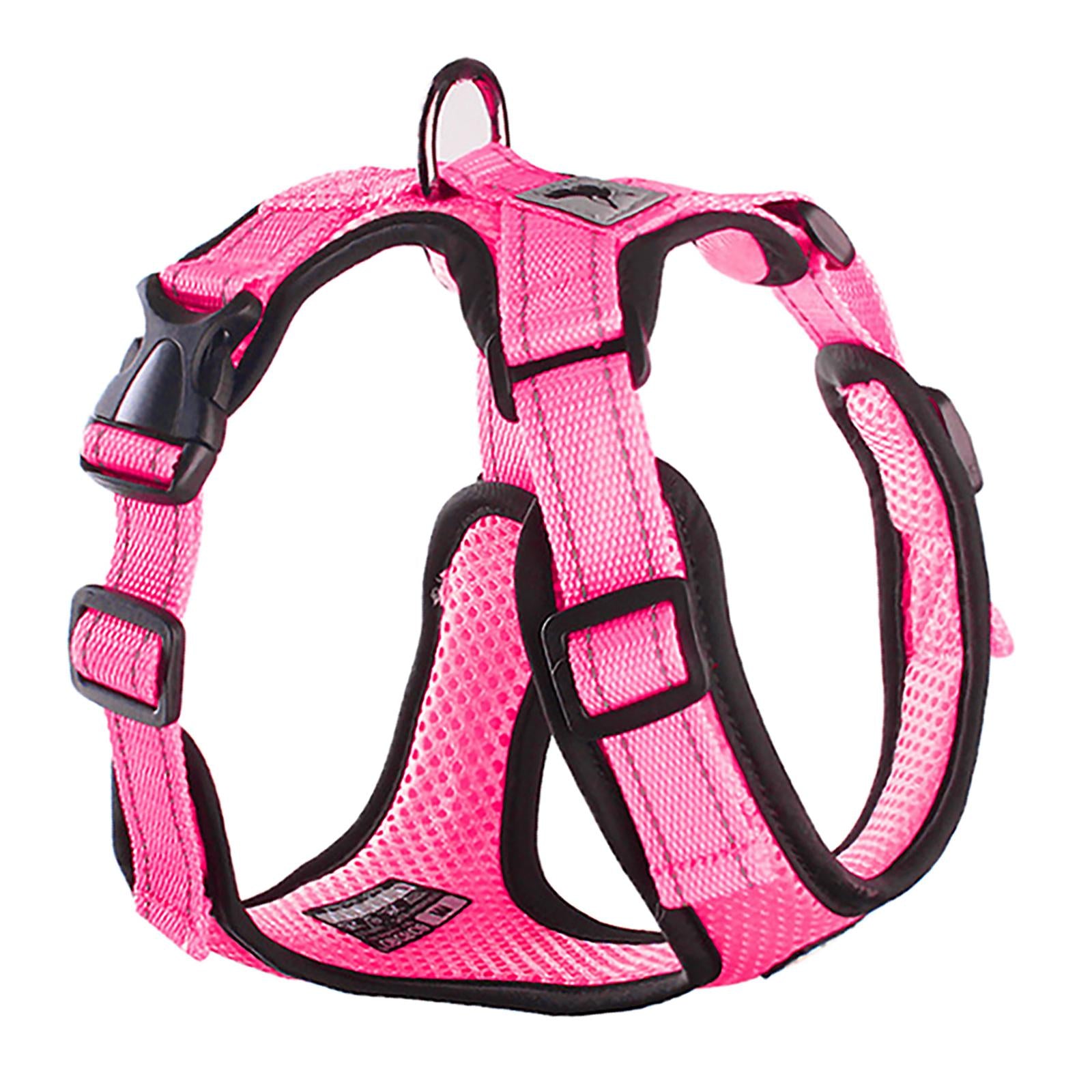 Reflective Dog Harness No Pull Vest Rope for Running Outdoor Lead Walking Pink L