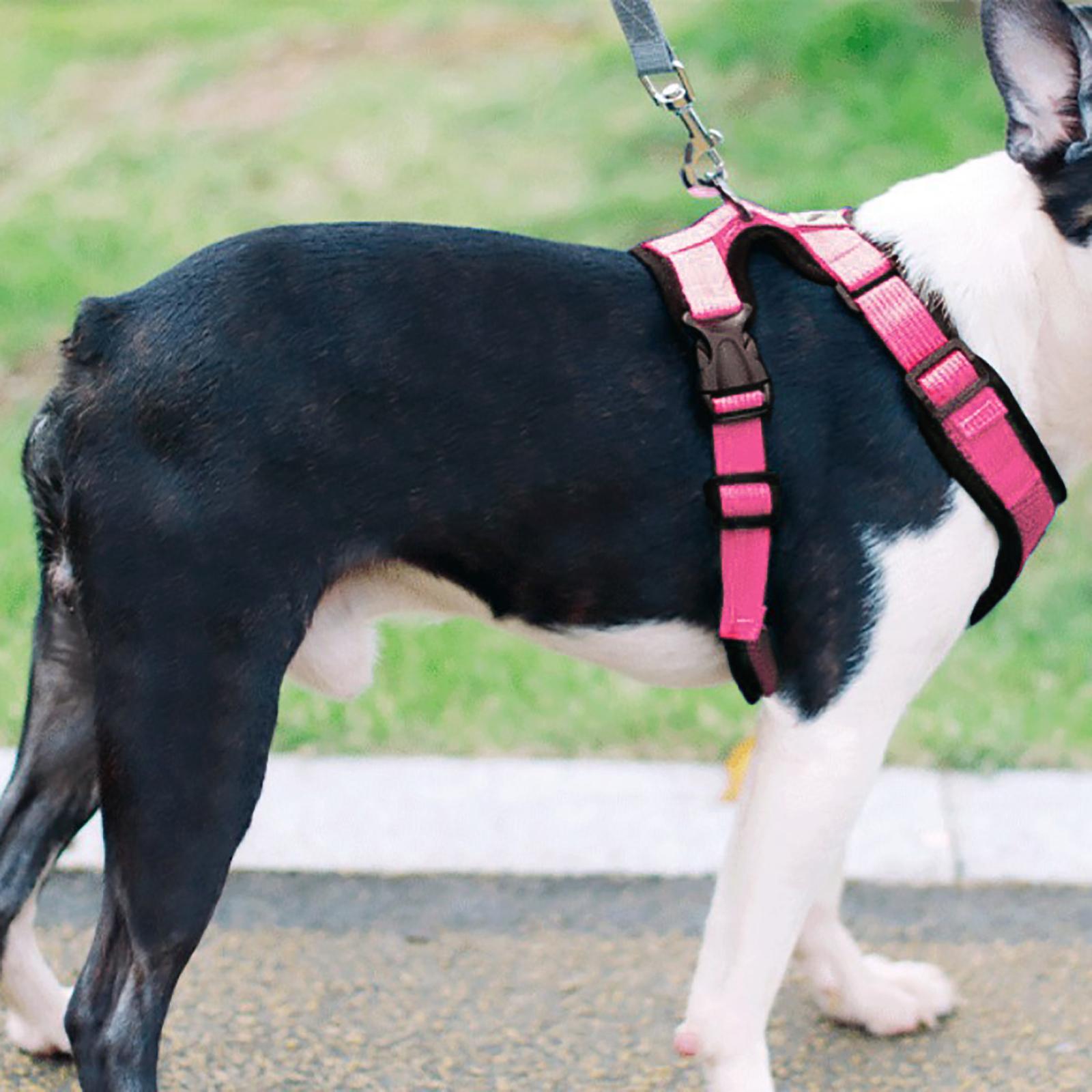 Reflective Dog Harness No Pull Vest Rope for Running Outdoor Lead Walking Pink L