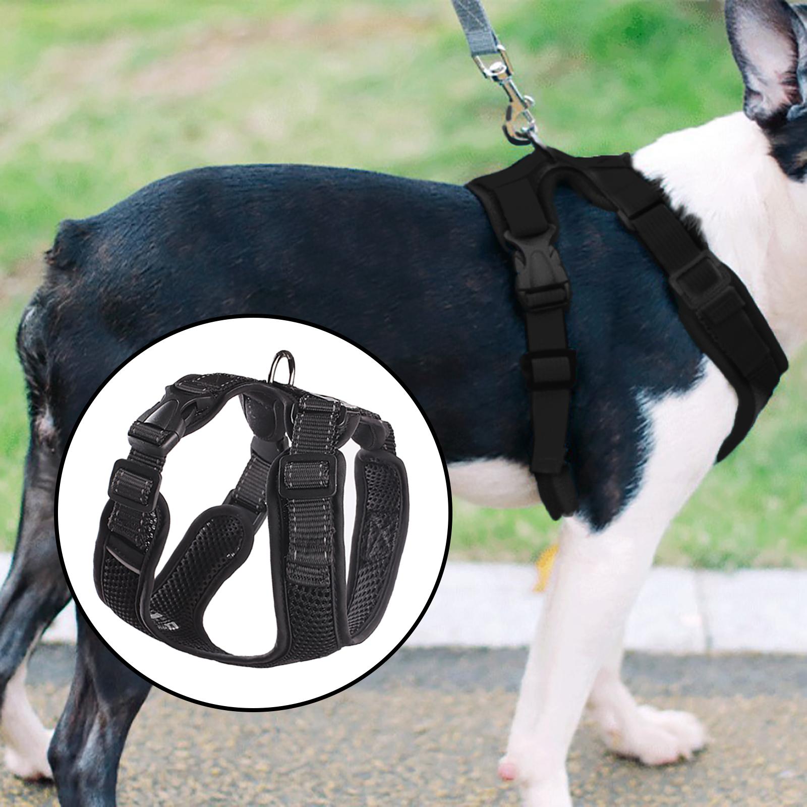 Reflective Dog Harness No Pull Vest Rope for Running Outdoor Lead Walking Black XL