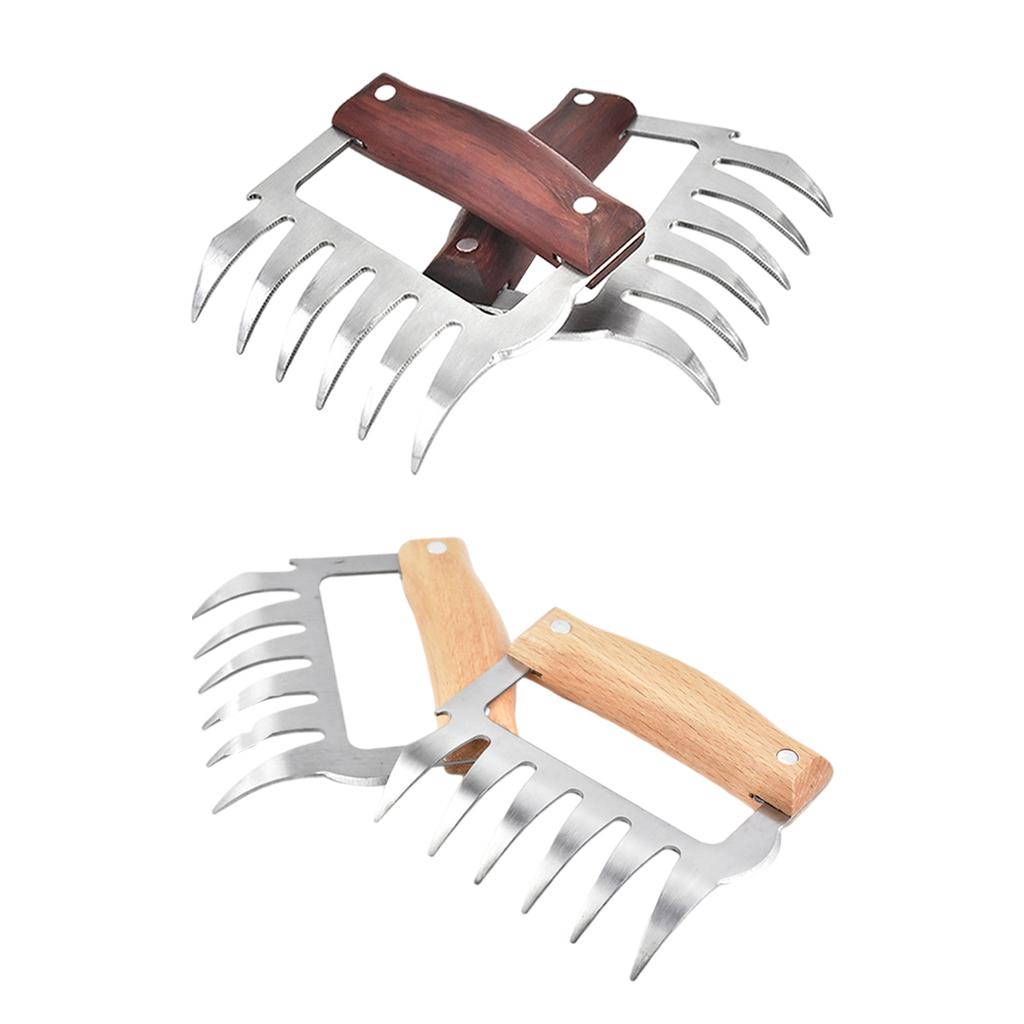 2x Meat Claws Meat Shredder Claws for Grilling Meats Chicken Brown