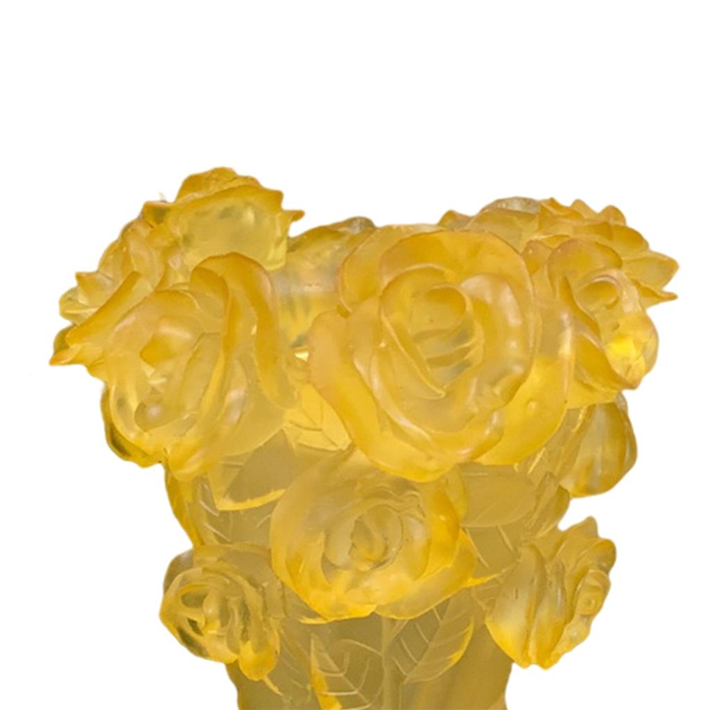 Crystal Vase Decorative Arrangement Elegant Handmade Artistic for Tabletop Yellow