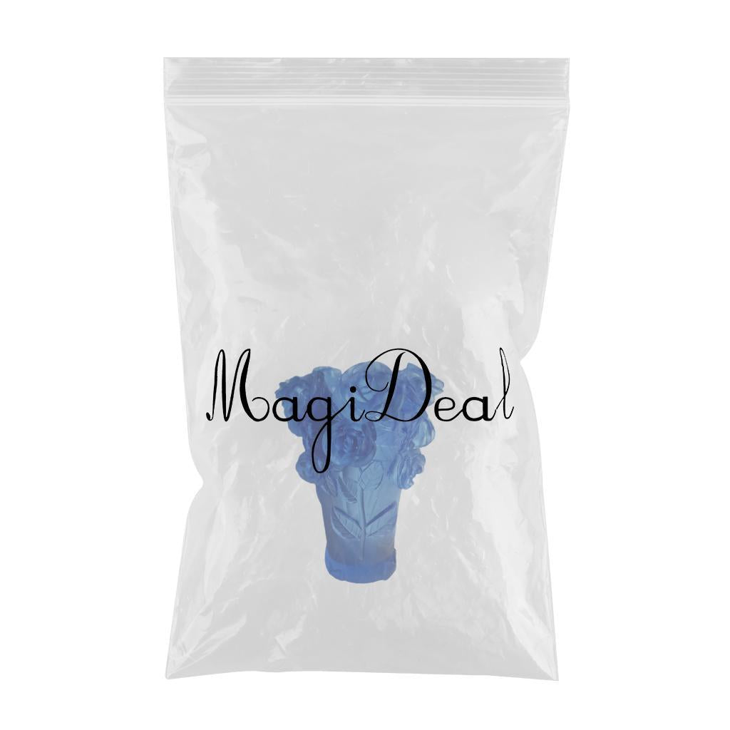 Crystal Vase Decorative Arrangement Elegant Handmade Artistic for Tabletop Blue